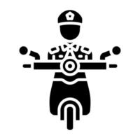 policía oficial en scooter icono estilo vector