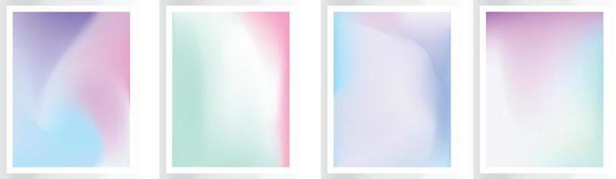 Holographic cover set with green, purple gradient background, Pearlescent graphic template for flyer, poster, banner, mobile app, Plastic minimal holographic cover, EPS file vector