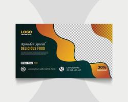 Ramadan food menu web banner post youtube thumbnail design vector