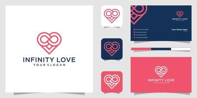 Heart infinity loop logo icon and business card vector