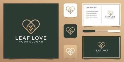 nature love logo line art style and business card vector