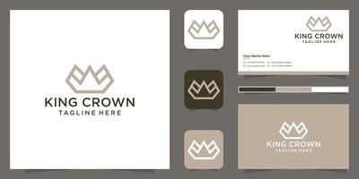 Elegant simple logo crown design, symbol for kingdom, king and leader and business card vector