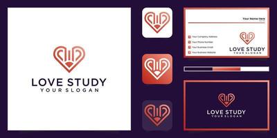 Creative symbol ideas in pencil and heart logo and business card inspiration vector