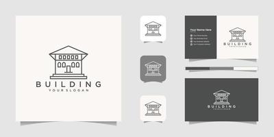 Building inspirational with line art style Vector logo and business card