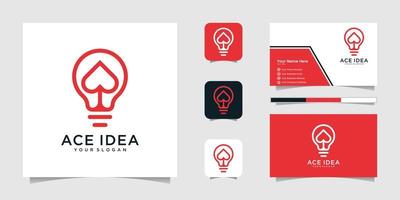 creative bulb logo line art and business card vector