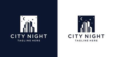 noche ciudad ver logo diseño, edificio, edificio, casa vector