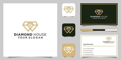 diamante real inmuebles logo diseño lujo hogar y negocio tarjeta vector