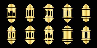 Set of Islamic lantern elements. for ramadan kareem, Eid al-Fitr decorations, musical objects, and . Lantern vector illustration in golden color.