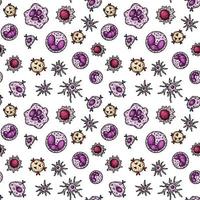 Bacteria and virus seamless pattern. Scientific vector illustration in sketch style. Doodle background