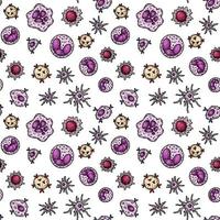 Bacteria and virus seamless pattern. Scientific vector illustration in sketch style. Doodle background