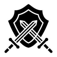 Two Swords And Shield Icon Style vector