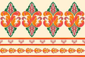 Ikat ethnic seamless pattern design. Aztec fabric mandala textile wallpaper. Tribal native motif boho ornament African American Indian folk traditional embroidery vector background