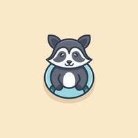 Cute Swim Raccoon Logo Design vector