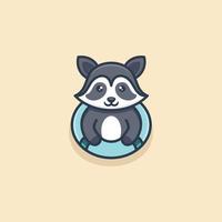 Cute Swim Raccoon Logo Design vector