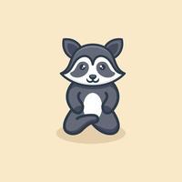 Cute Sit Raccoon Logo Design vector