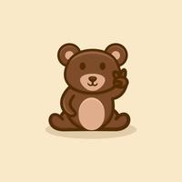 Cute Smile Bear Logo Design vector