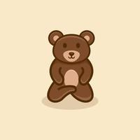 Cute Sit Bear Logo Design vector
