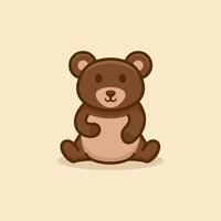 Cute Relaxed Bear Logo Design vector