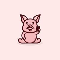 Cute Pig Logo Design vector