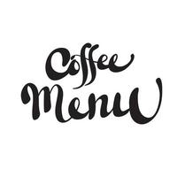 café menú. negro y blanco letras vector