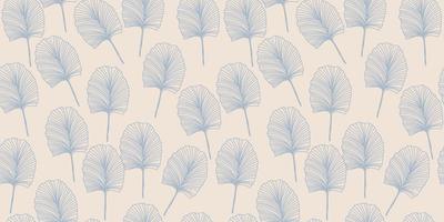 Elegant Japanese style pattern with linear ginkgo biloba on beige background vector