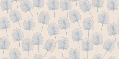 Elegant Japanese style pattern with linear ginkgo biloba on beige background vector