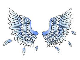 Blue Heraldic wings cartoon, Vector Illustration