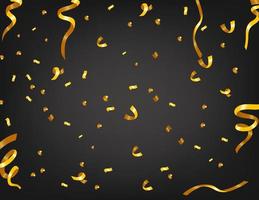 Gold Confetti in Dark Background, Vector Illustration