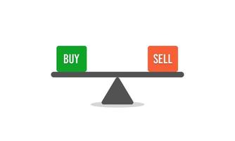 Choose between buying and selling in the stock market. Bias between buy and sell. vector