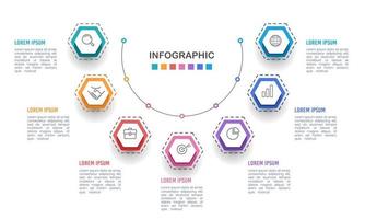 Infographic hexagon 7 processes to success. vector