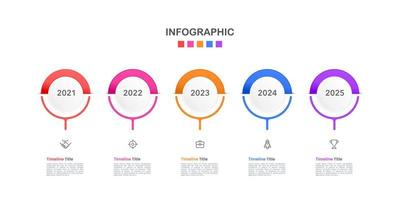Infographic semicircle timeline business 5 years. The report, Presentation, Data, Milestone, and Infographic. Vector illustration.