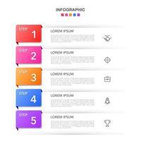 Infographic 5 steps or options arranged vertically. Vector illustration.