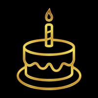 birthday cake icon in gold colored vector