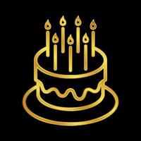 cumpleaños pastel icono en oro de colores vector