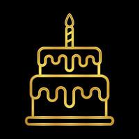 birthday cake icon in gold colored vector