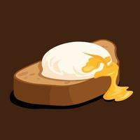 Poached Egg with Flow Egg Yolk On Toast Vector Illustration