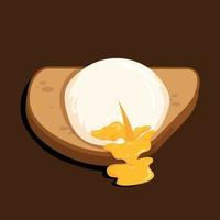 Top View Poached Egg on Toast with Egg Yolk Lava Vector Illustration