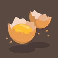 Egg Yolk in Cracked Egg Shell Vector Illustration