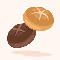 Brown and Dark Brown Bun Bakery Vector Illustration