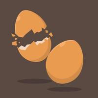 Perfect Egg and Cracked Egg Shell Vector Illustration
