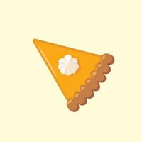 Top View Sliced Orange Pumpkin Pie with Cream Vector Illustration