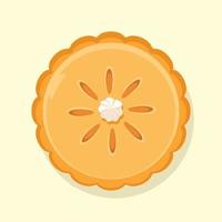 Top View Orange Pumpkin Pie with Cream Vector Illustration