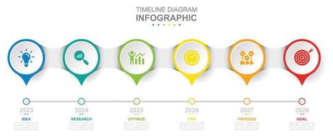 Infographic business template. 6 Steps modern Timeline diagram calendar with circle and topics. Concept presentation. vector