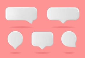 3D glossy blank white speech bubbles isolated on pink background. Chat, message and dialogue symbol. vector