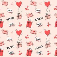 Valentines day pattern. Pattern with letter, hearts and balloon vector