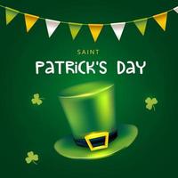 happy st. patricks day background with leprechaun hat and shamrock vector