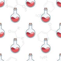 Seamless pattern with chemical flasks vector