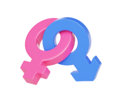 Female and male gender symbols couple relationship element 3d background illustration png