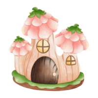 Watercolor cute fairy house, Spring Season illustration Element png