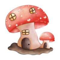 Watercolor cute fairy house, Spring Season illustration Element png